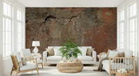 Natural-inspired wallpaper in brown, ochre, and taupe tones creating a grounded and inviting feel.