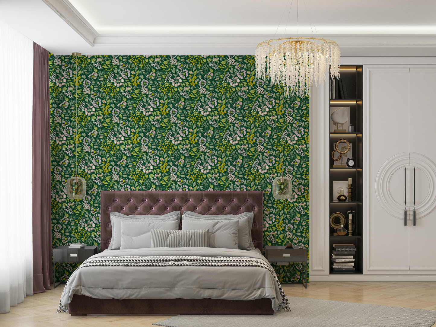 Cozy floral wallpaper for room

