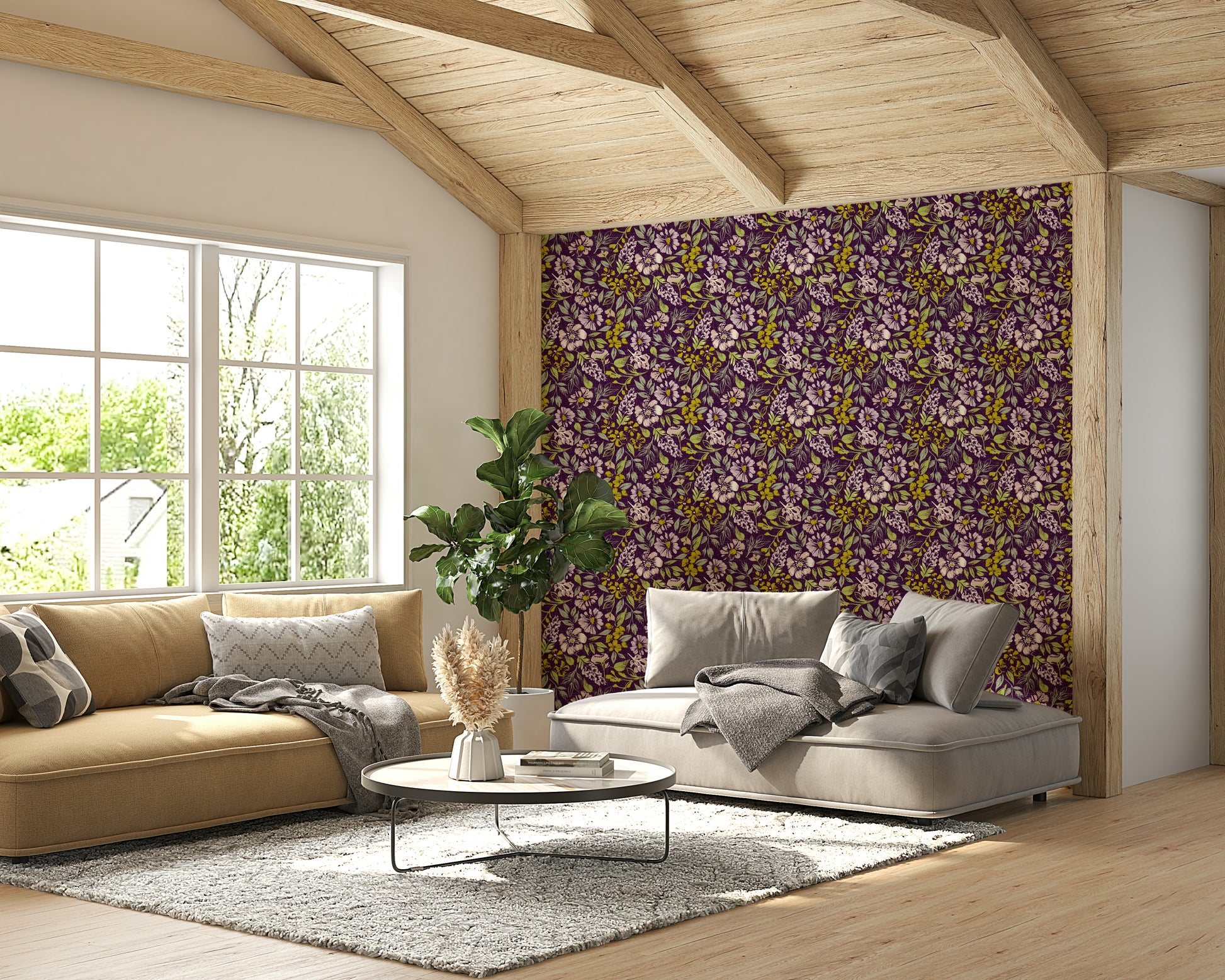 Elegant dark wallpaper with florals

