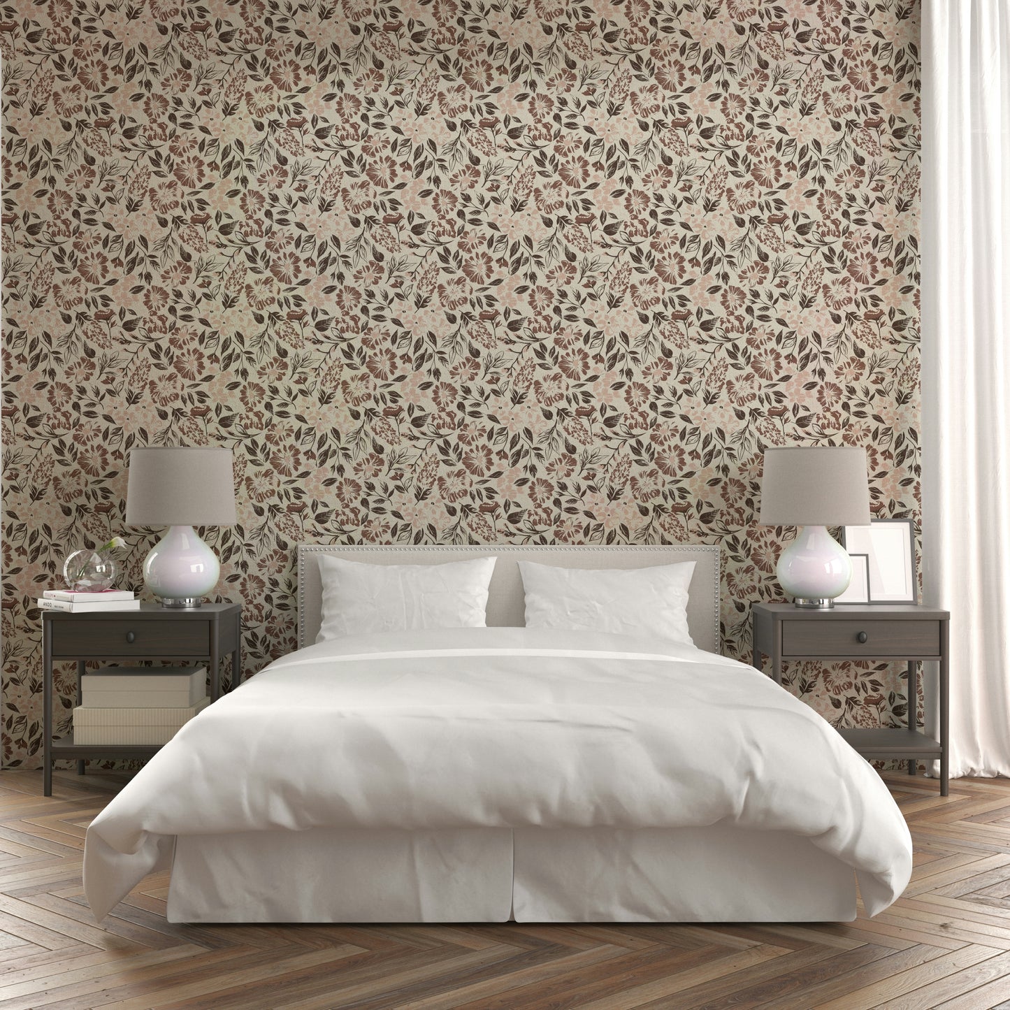 Vintage neutral wall mural design

