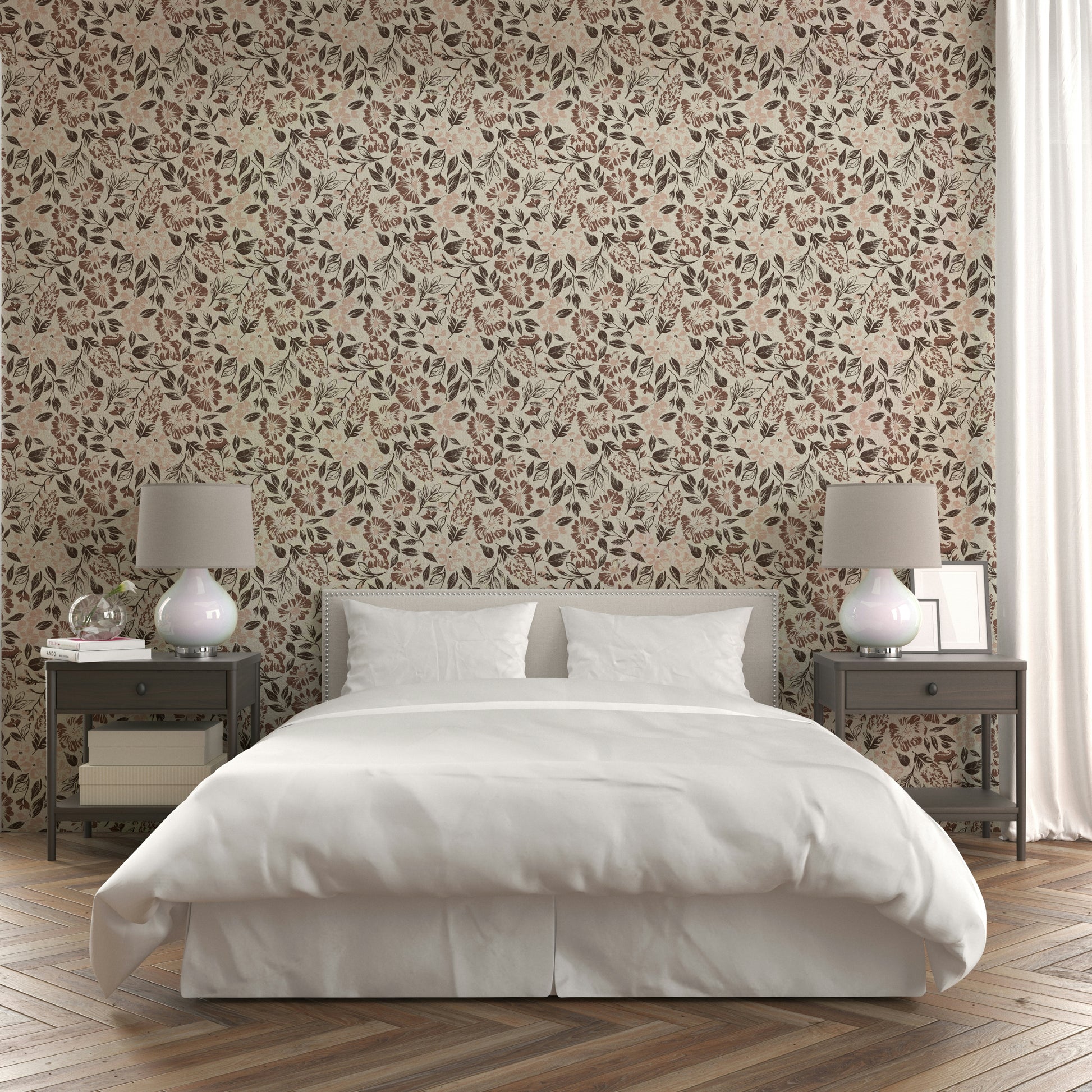Vintage neutral wall mural design

