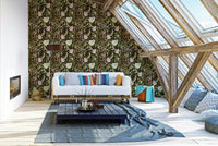 A calming floral abstract wallpaper mural that defines a space.

