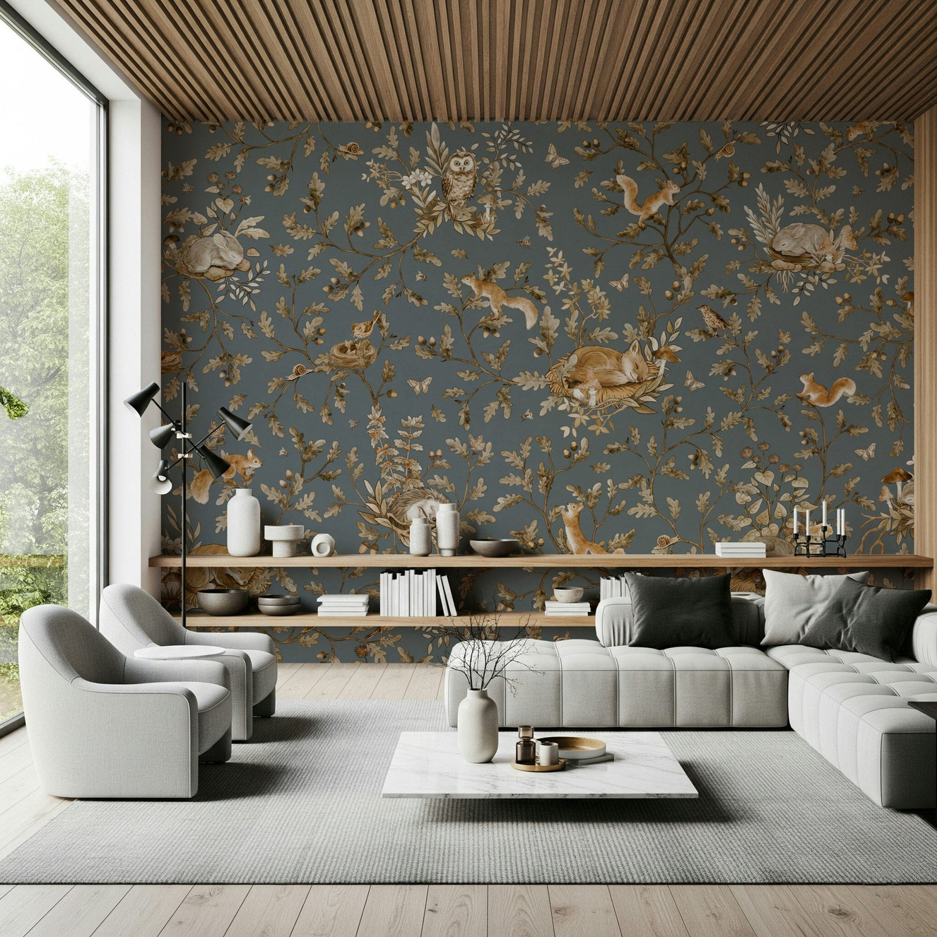 Rustic Forest Motif Wall Mural