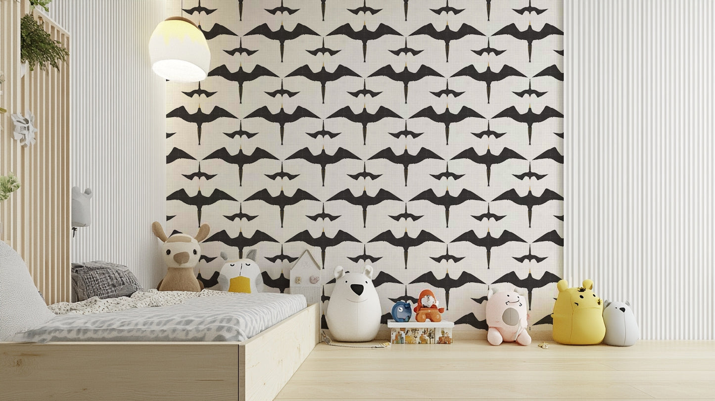 Soaring birds wallpaper with a coastal white backdrop

