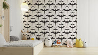 Soaring birds wallpaper with a coastal white backdrop

