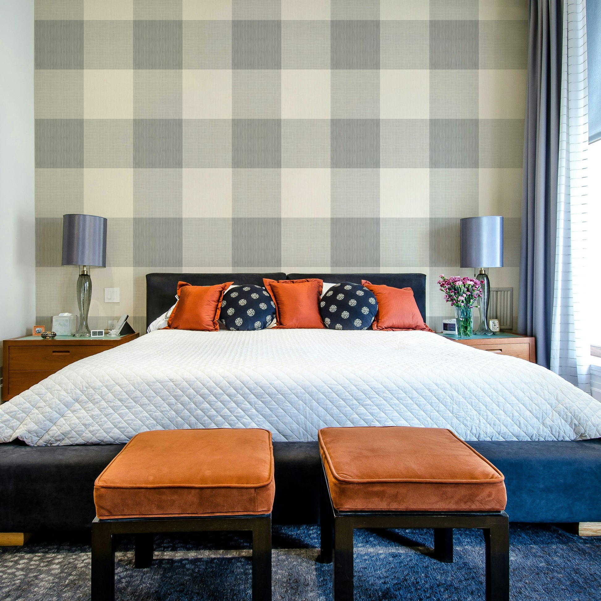 Rustic gray wallpaper with classic buffalo checks

