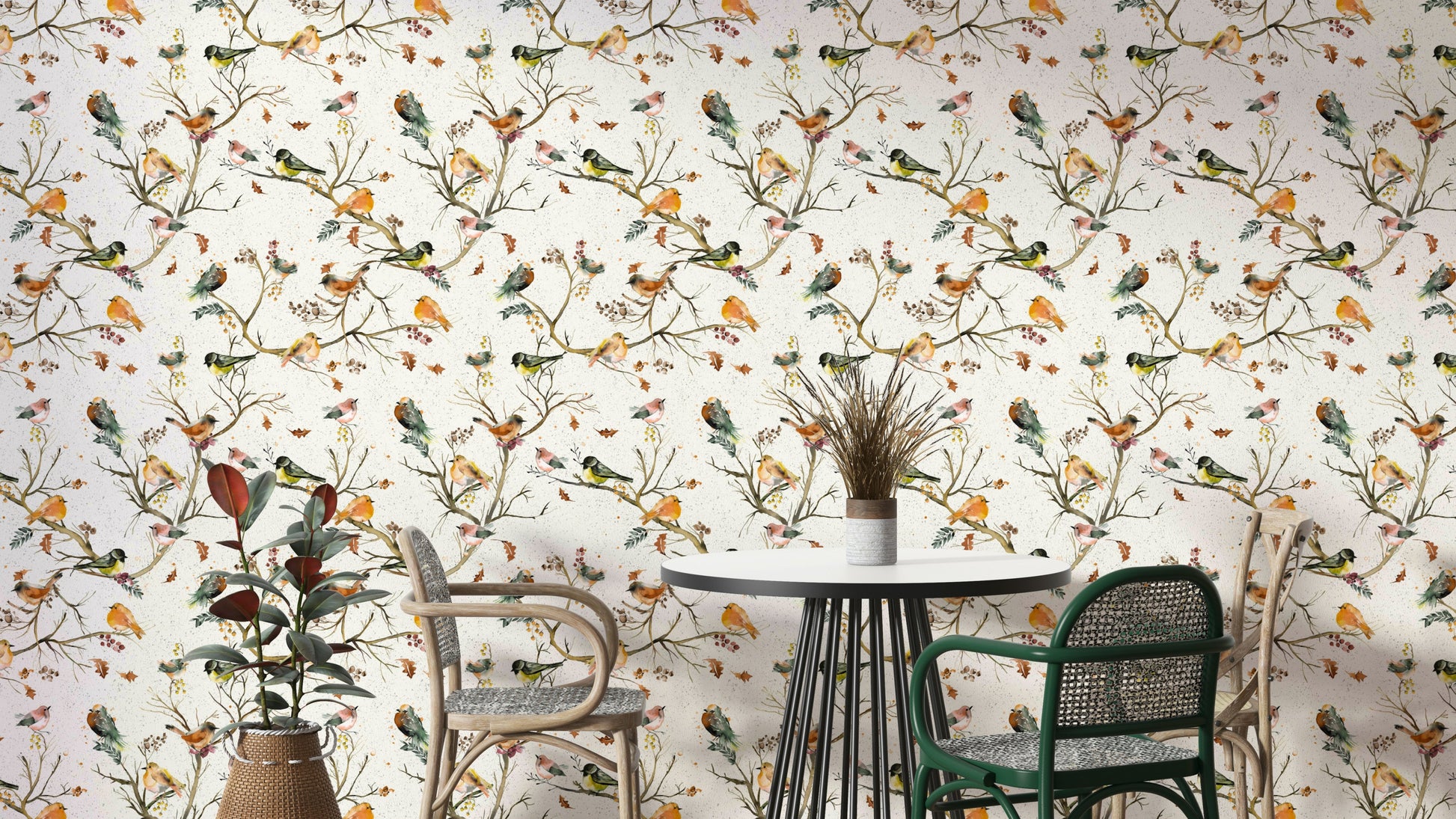 Artistic rustic wallpaper with garden scenery

