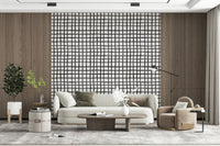Rustic grid lines wallpaper with earthy tones and a subtle textured look.