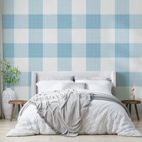 Classic buffalo plaid in pale blue for walls

