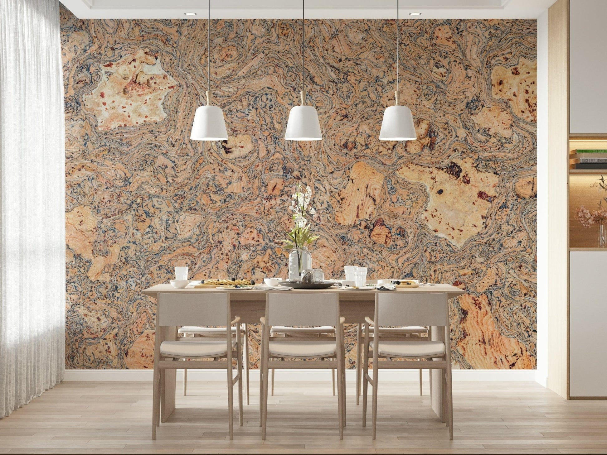 Wallpaper for walls: Rustic Natural Cork's dynamic, textural surface.