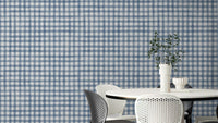 Rustic navy gingham wallpaper design
