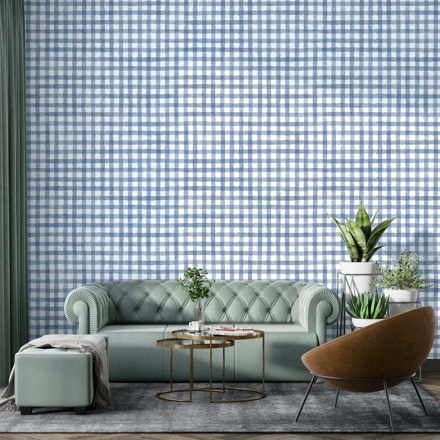 Farmhouse-inspired checkered wall design
