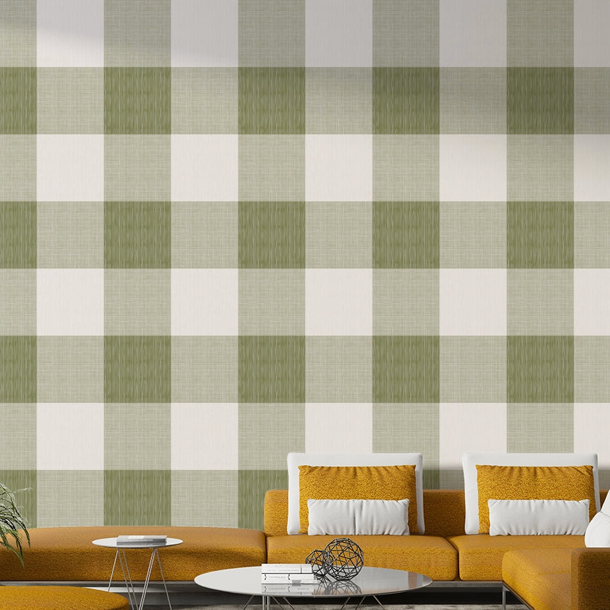Olive green buffalo plaid wallpaper design

