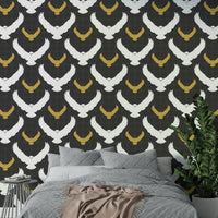 Serene owl wallpaper for cozy interior settings

