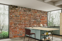 A contemplative faux brick wallpaper mural for a feature wall.

