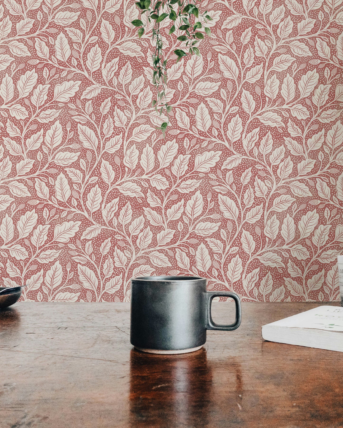 Rustic Red Budding Branches Wallpaper⁠