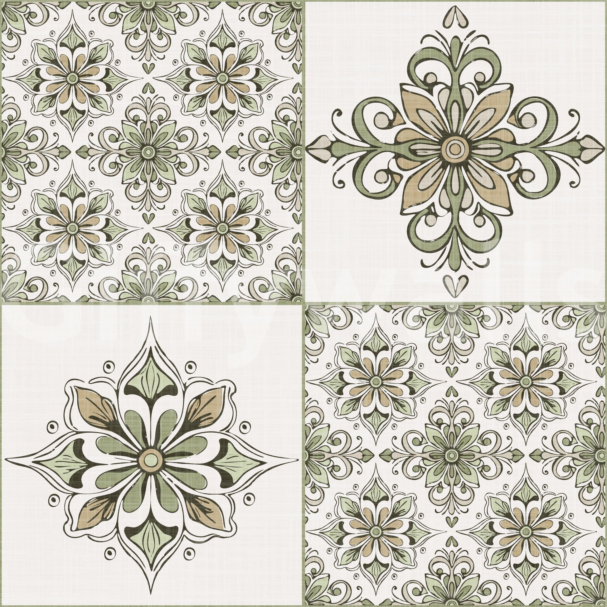 Vintage green tile wallpaper

