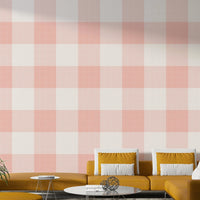 Pink and white buffalo plaid wall décor

