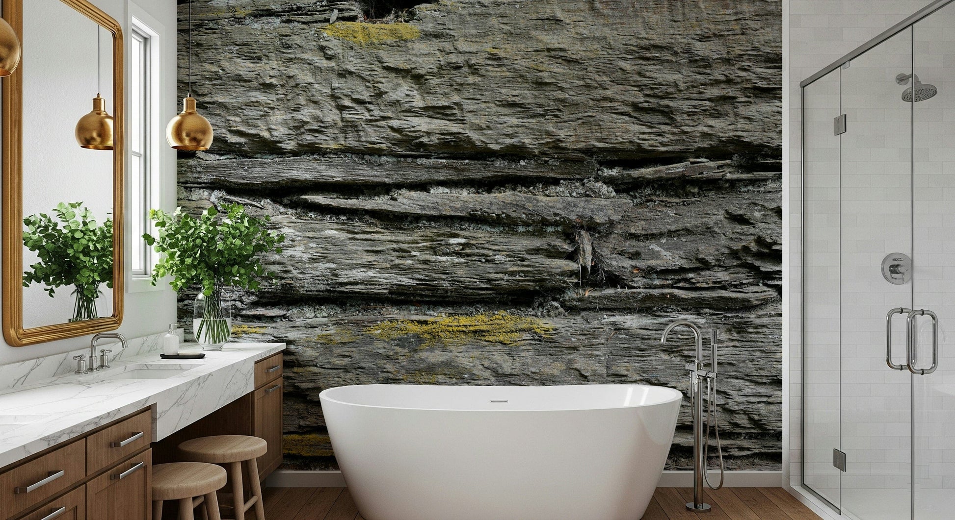 Wall mural showcasing rough, layered stone textures for farmhouse, loft, or industrial-style décor.