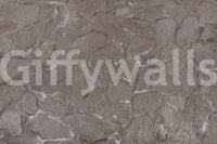 Rustic Stone wall mural close-up showing the pattern detail of irregular grey fieldstones with pale mortar