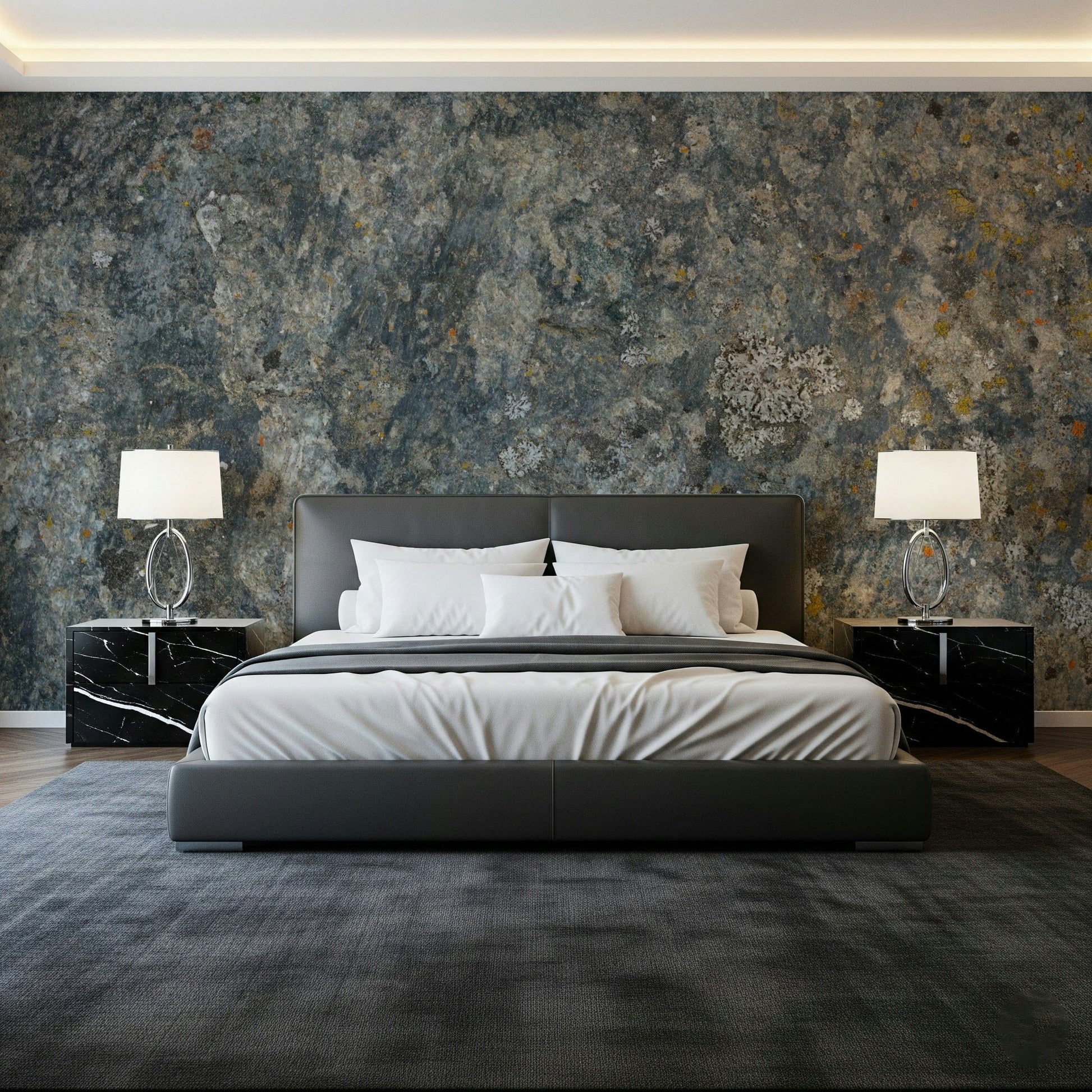 Wall mural with delicate stone patterns for a minimalist, natural aesthetic.