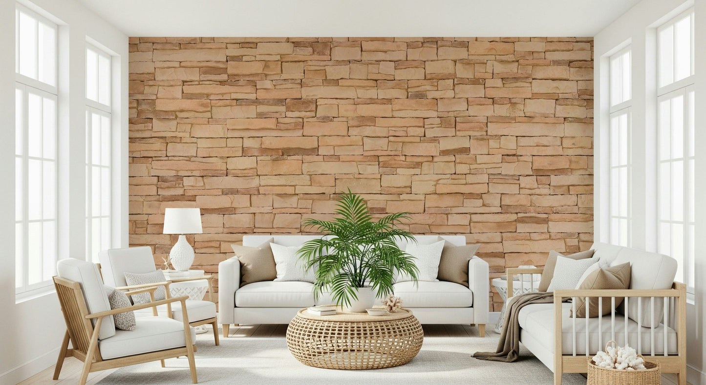 Wall mural showcasing rough, weathered stone patterns for farmhouse, loft, or industrial-style décor.
