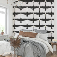 Minimalist gray wallpaper with graceful swans


