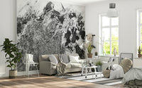 A beautiful modern art wall mural for a living room.