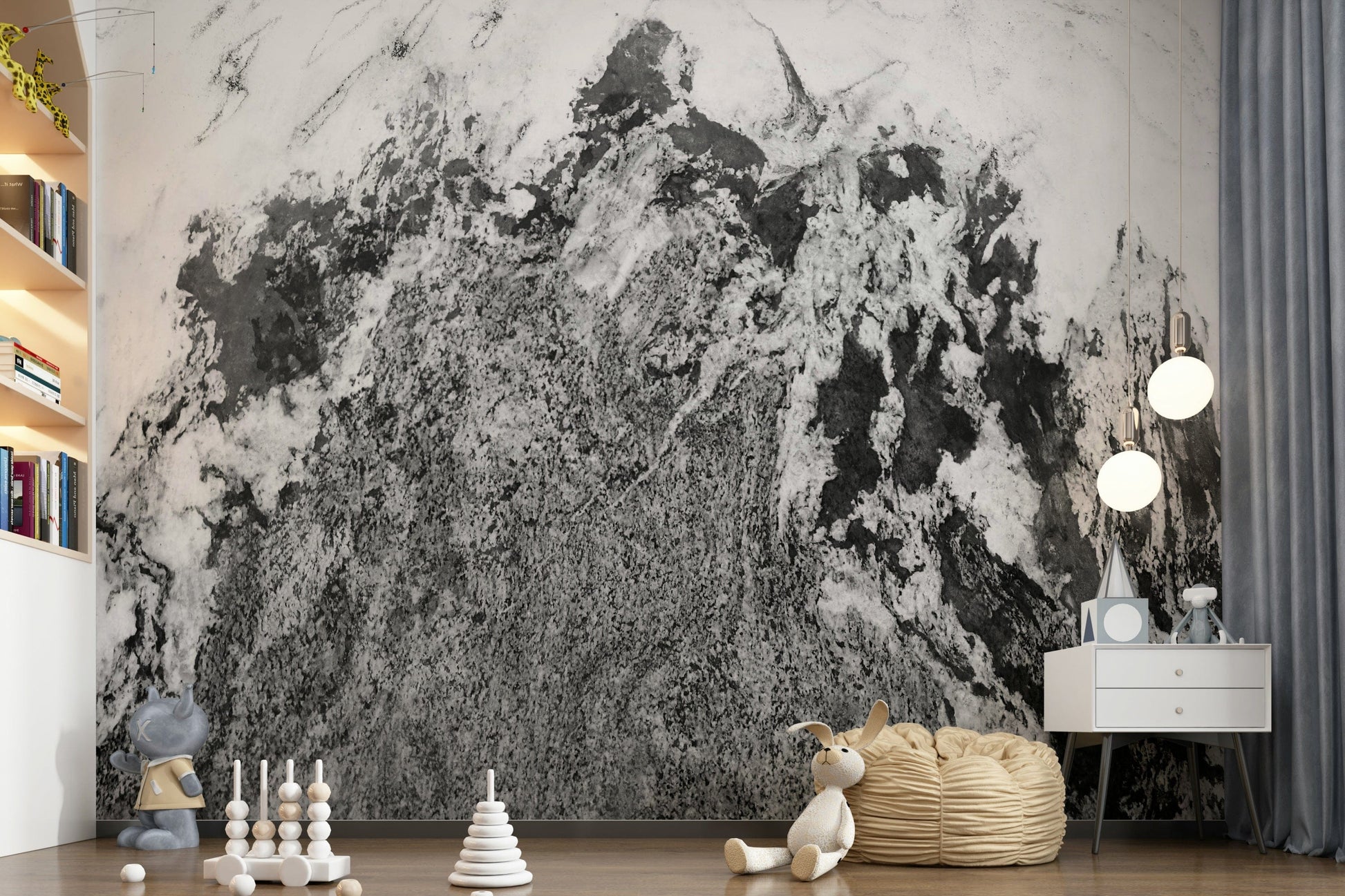 A serene black and white pattern wall mural for your decor.