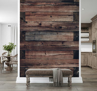 Textured wooden wall mural adding depth and natural charm to bedrooms, offices, or feature walls.