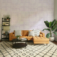 Watercolor gingham wall mural in soft violet
