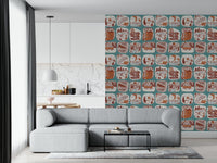 Artistic wilderness wallpaper filled with hand-drawn landscapes and wildlife motifs.
