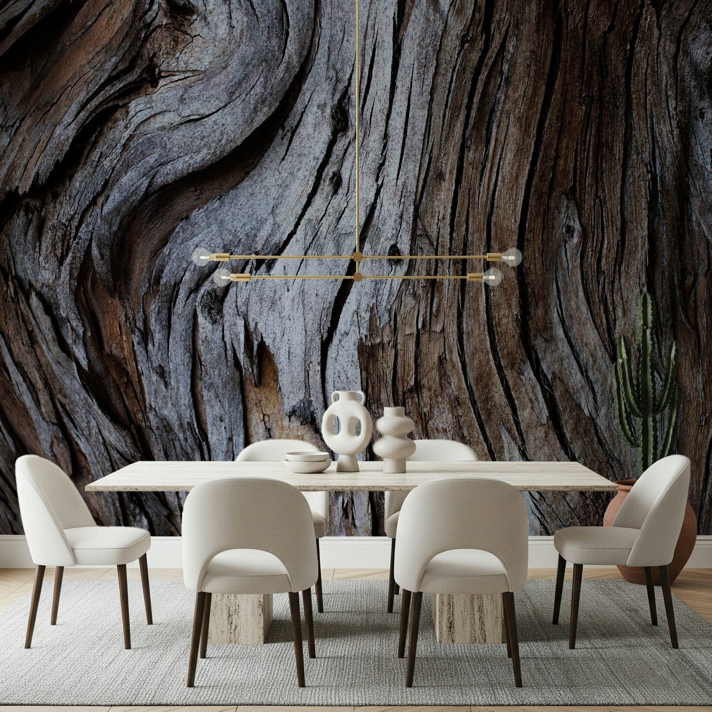 Decorative wall mural featuring layered, aged timber planks for a cozy, inviting ambiance.
