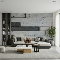 Distressed Wood Panel Wall Mural creating a warm, textured, and inviting backdrop for any room.