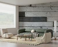 Rustic timber wall mural with natural weathering, subtle shading, and authentic texture for stylish interiors.