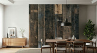 Rustic Wood Plank Charm mural with textured, layered wood surfaces for lofts, offices, or feature walls.
