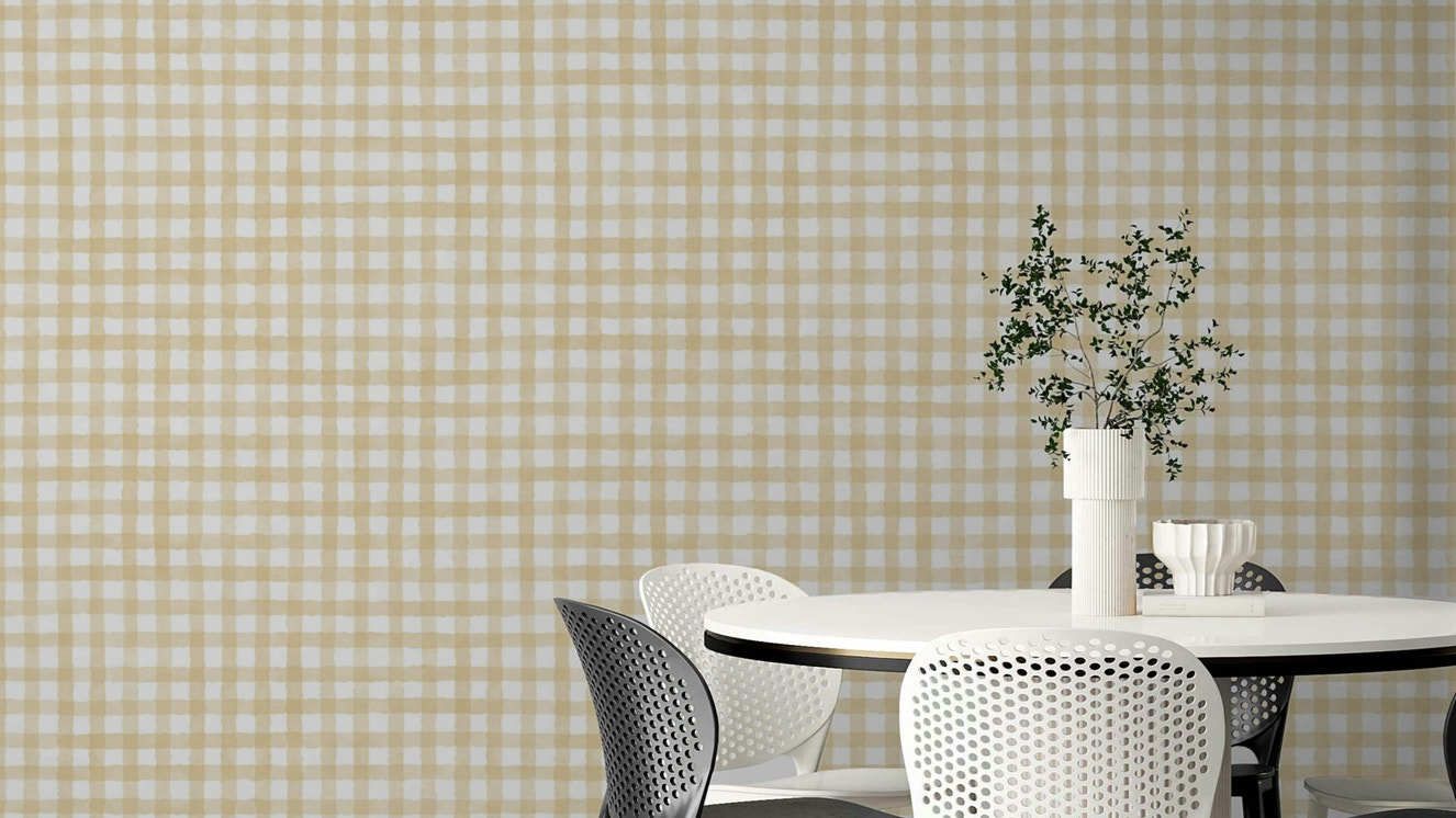 Rustic yellow gingham wallpaper design
