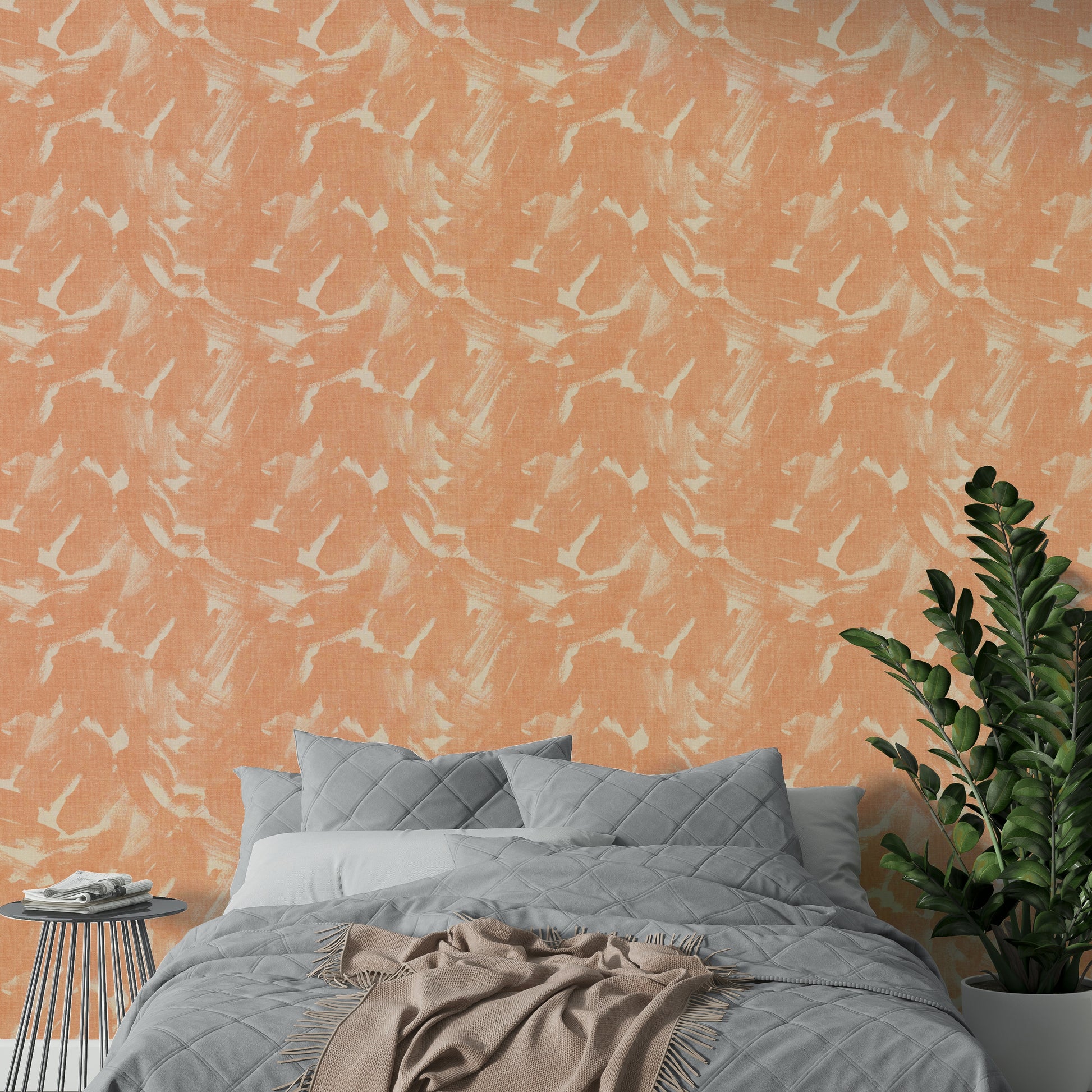 Bold rusty metal wallpaper with abstract art strokes

