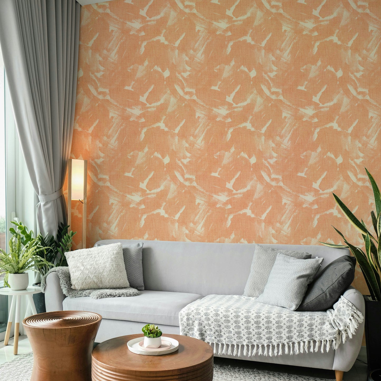 Industrial-inspired wallpaper with rusty metal brushstrokes


