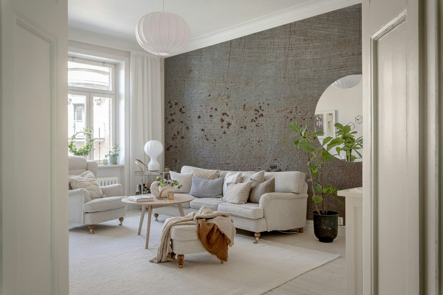 Aged metal sheet wall mural in copper brown shades