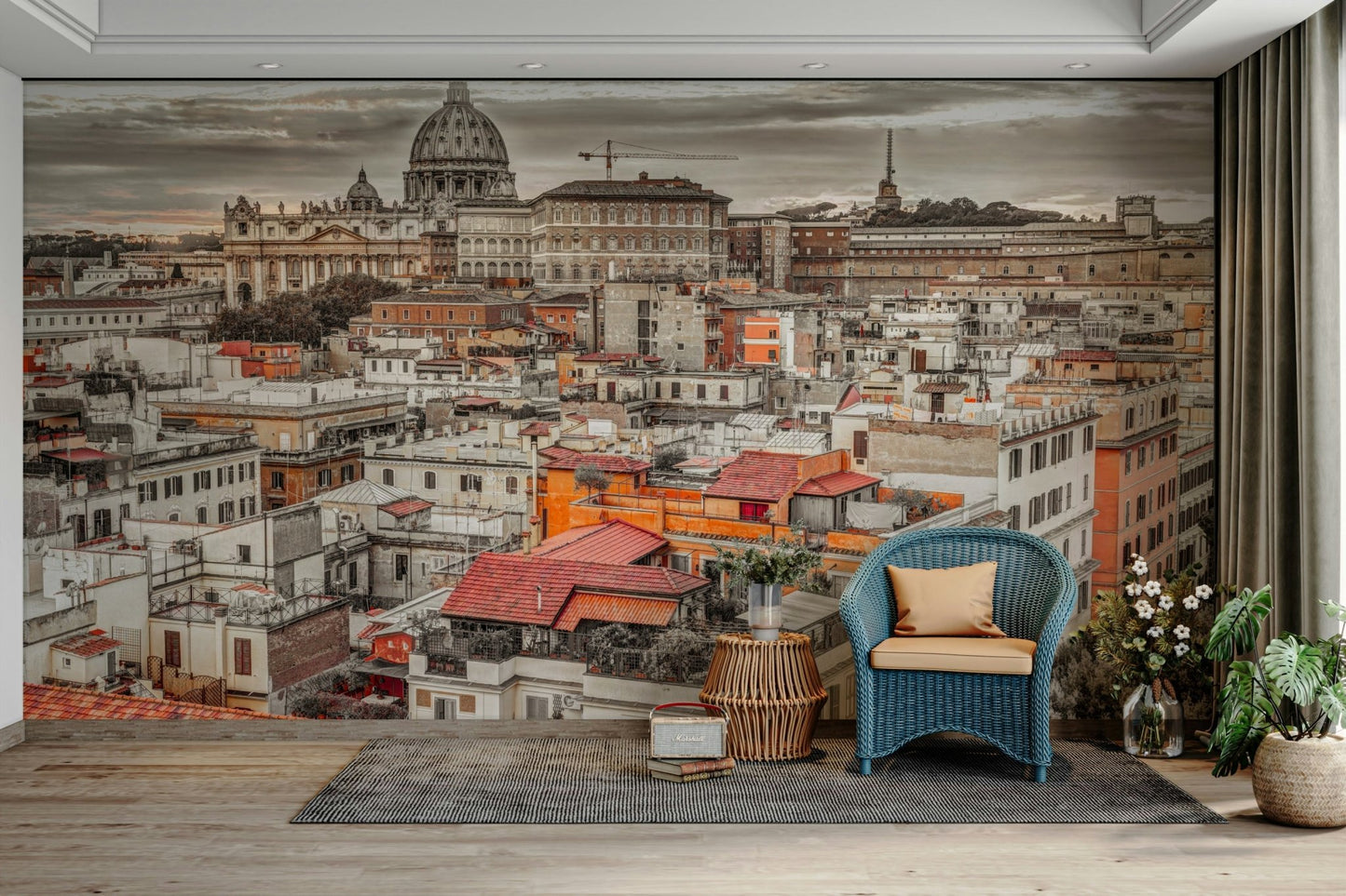 Historic Roman architecture in the foreground.

