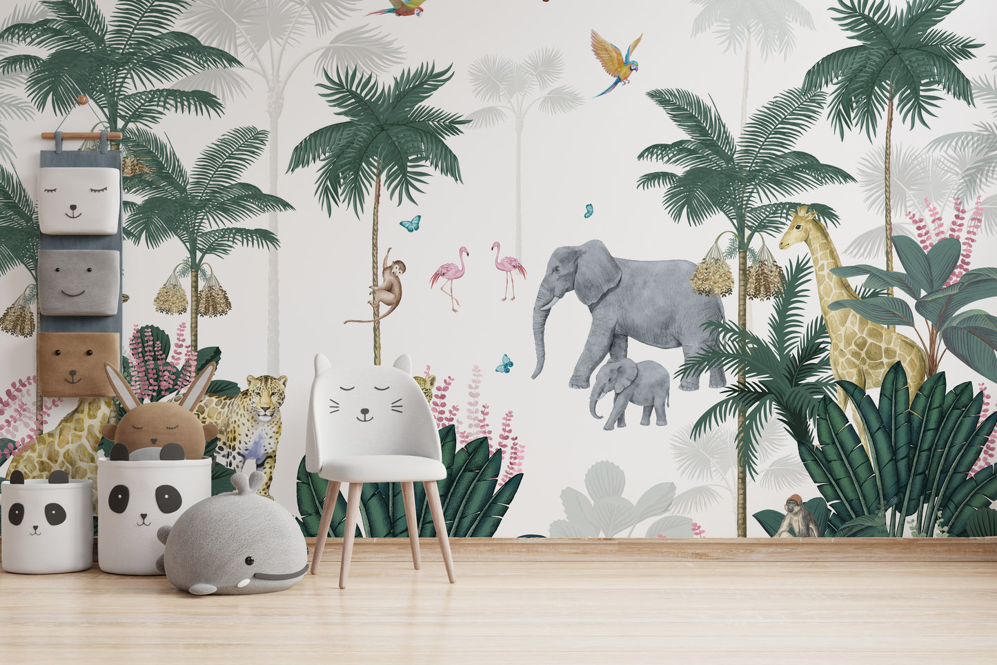 Fun jungle adventure wallpaper for kids.
