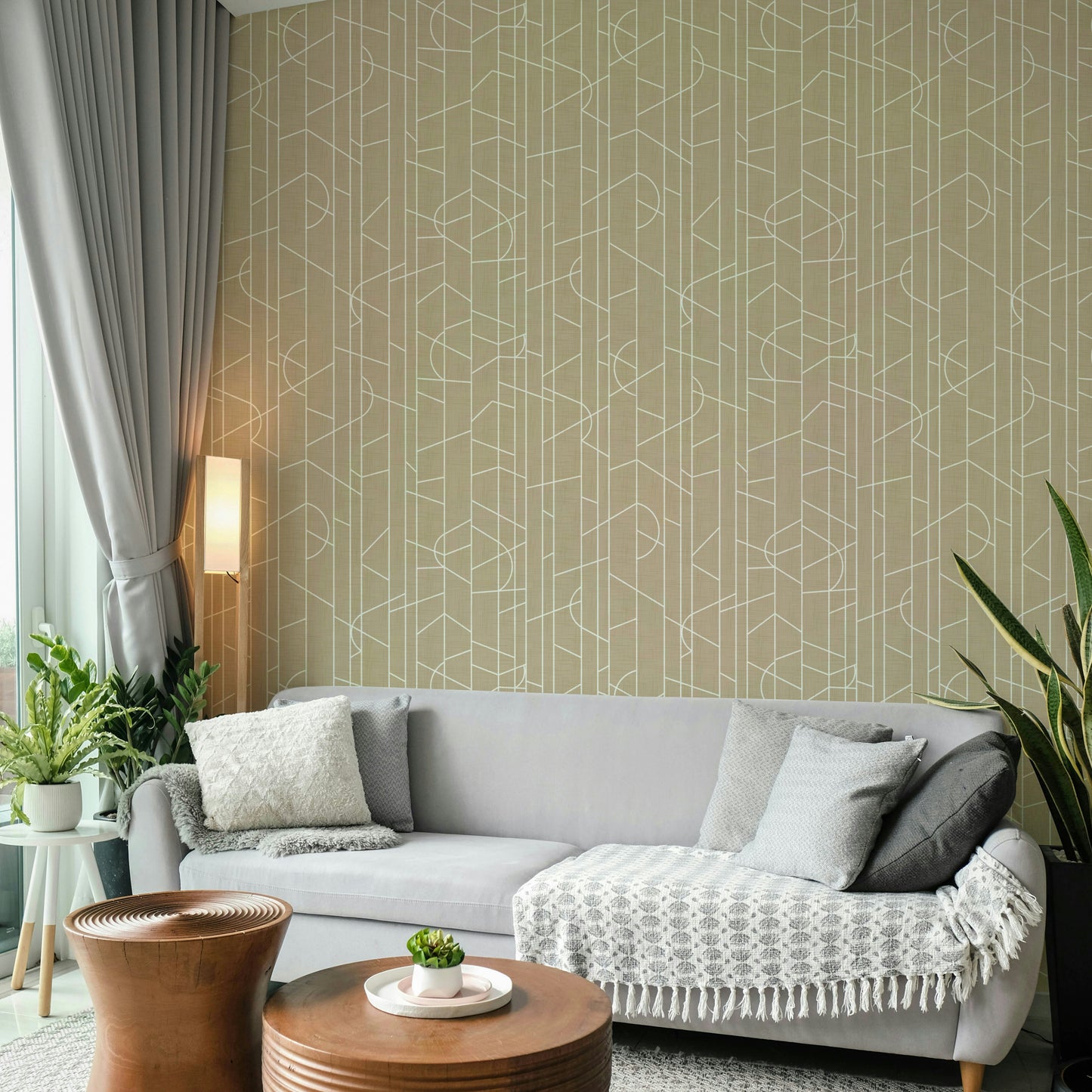 Subtle line pattern on canvas-style safari wallpaper

