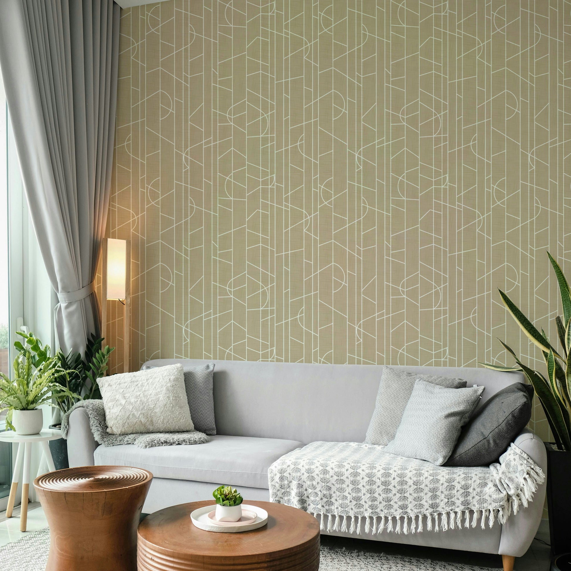 Subtle line pattern on canvas-style safari wallpaper

