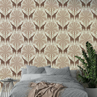 Mocha-colored safari giraffe wall mural

