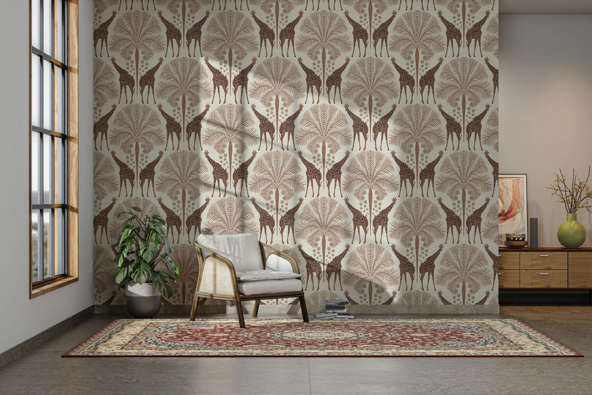Warm-toned giraffe print for walls

