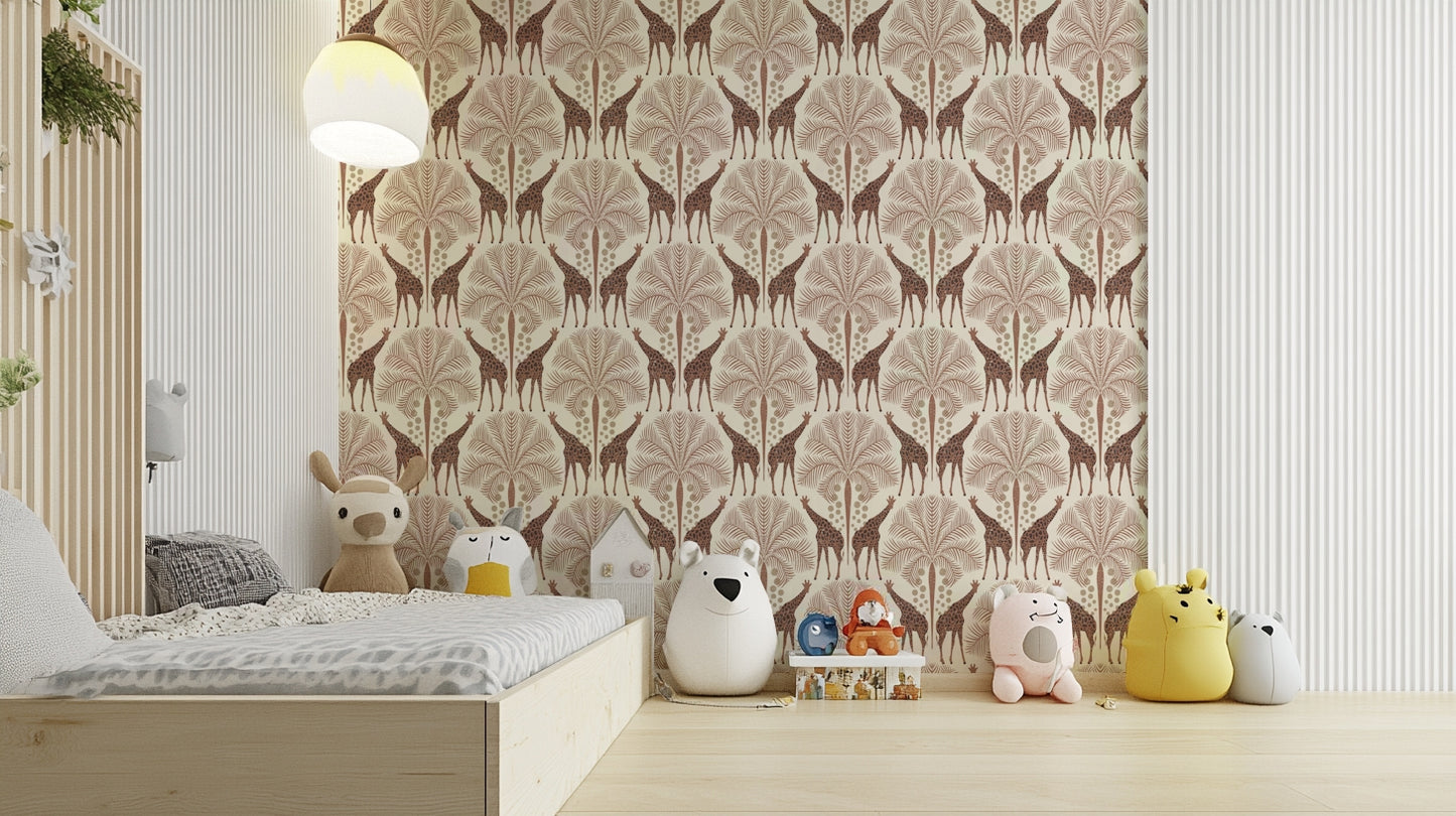 Giraffe wall art with safari charm in neutrals

