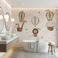 Safari Hot Air Balloons Nursery Wall Mural