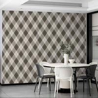A peaceful wallpaper with a classic argyle pattern.

