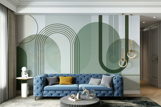 Sage Green Archways Wall Mural